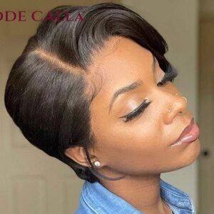 Pixie Cut Wig Transparent Lace Human Hair